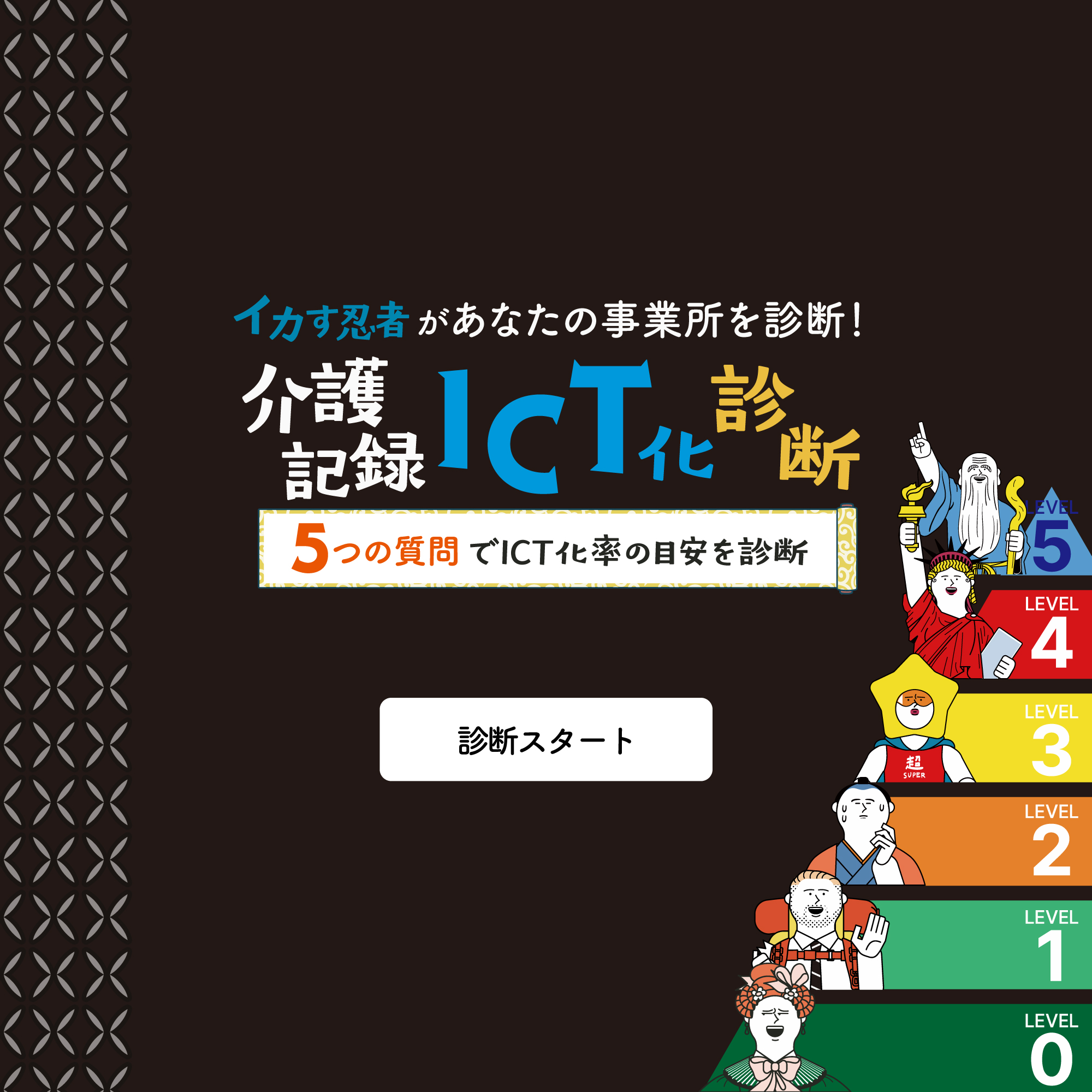 イカす忍者があなたの事業所を診断！　介護記録ICT化診断「5つの質問でICT化率の目安を診断」